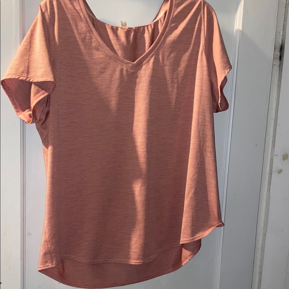 Women's pink and black Striped V-Neck Top